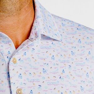 NEW Peter Millar Summer Comfort Five O Clock in Fiji Performance Shirt XXL